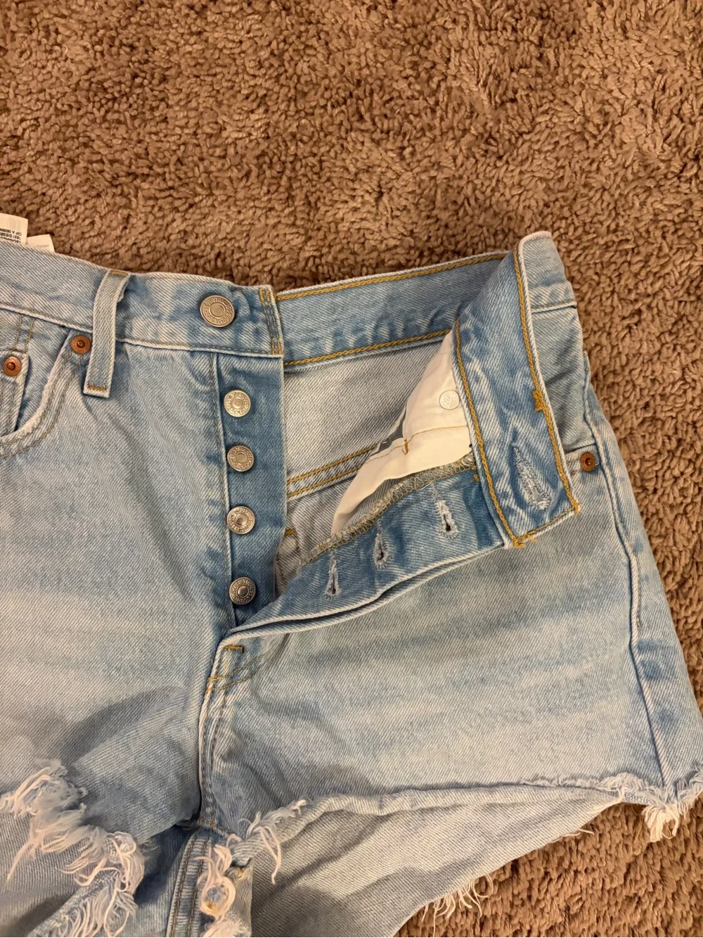 Levi's 501 Light Blue High-Rise Cutoff Denim Shorts